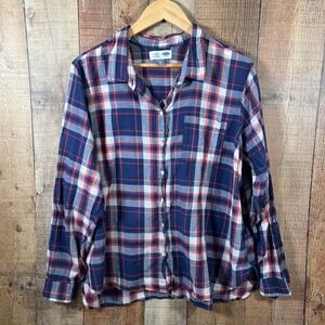 Old Navy Classic Fit Plaid Long Sleeve Button Up Shirt XXL Americana